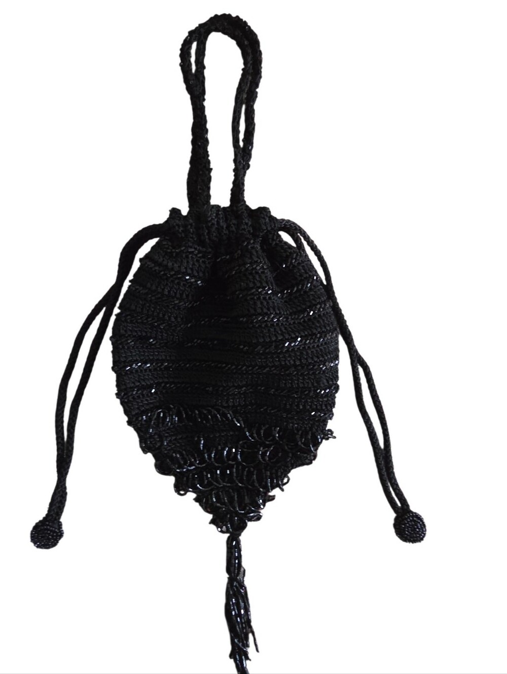 Carlo Fellini Black Beaded Drawstring Bag